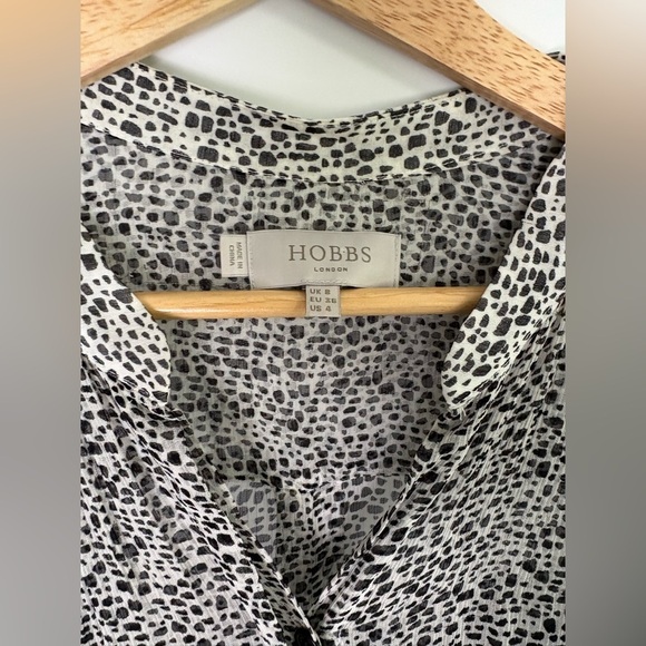 Hobbs London Short Ruffle Sleeve Black And White Polka Dot Dress - Picture 2 of 4